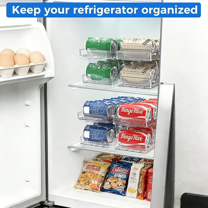 2 Packs FIFO Rolling Soda Can Organizer for Fridge, Holds 12 Cans | Pop Can Organizer for Drink Beer Seltzer Soda Can Dispenser for Refrigerator 11.15oz 12oz Can Holder Storage Pantry Container - Image 5