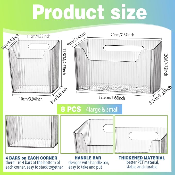 SiliFine 8 Pcs Cabinet Door Organizer Bin Wall Mount Organizer,3.94'',Clear - Image 2