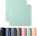 2 Pack Caketime Silicone Dish Drying Mat for Kitchen Counter Baking Cooking Grilling Tools Coffee Must Haves Household Dining Finds Simple Bathroom Dryer Work Place Covers Rubber Rug 12"x12" Green by CAKETIME