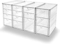 Prsildan Acrylic Desk Organizers with 14 Drawers, Stackable Makeup Storage | Anti-slip Clear Storage Bins, Vanity Organizer for Craft Bead Crayon Nail, Bathroom Kitchen Office Organization, 4 Pack by Prsildan