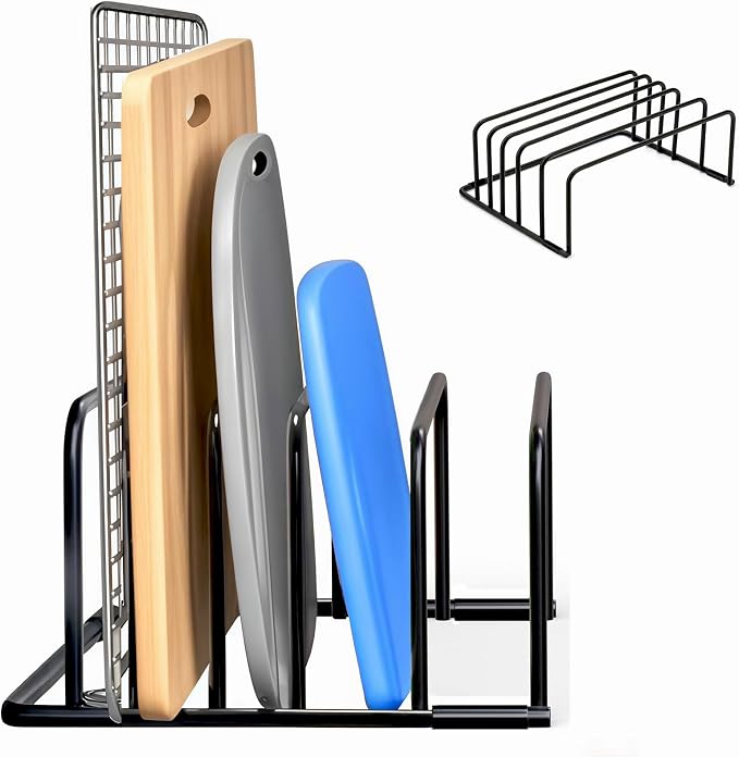 Kitchen Cutting Board Organizer Rack, 5-Slot Storage Holder for Boards, Bakeware, Cookie Sheets (1pc Black) by BanYakong