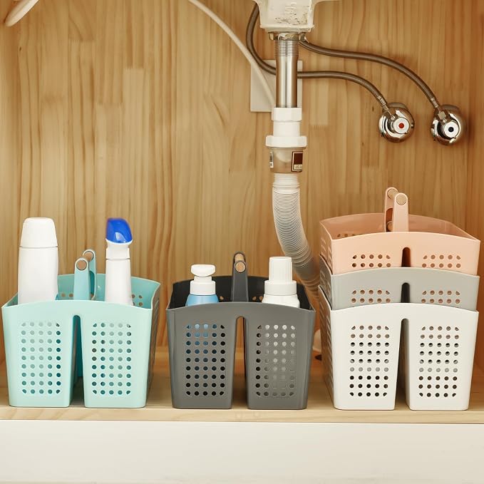 Portable Shower Caddy Basket with 3 Compartments and Handle, Teal | Plastic Divided Toiletry Caddy for Pools, Gyms, Beaches, Campgrounds, RVs, Travel and Shared Bathrooms - Image 7