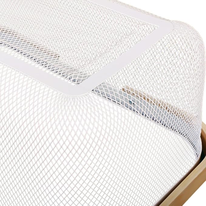 Portable Mesh Harvest Basket - Natural Bamboo Handle Foldable Organizer for Kitchen, Garden & Picnic | Ventilated Storage Bin with Rust-Proof Wire, Space-Saving Farmhouse Decor (White) - Image 7