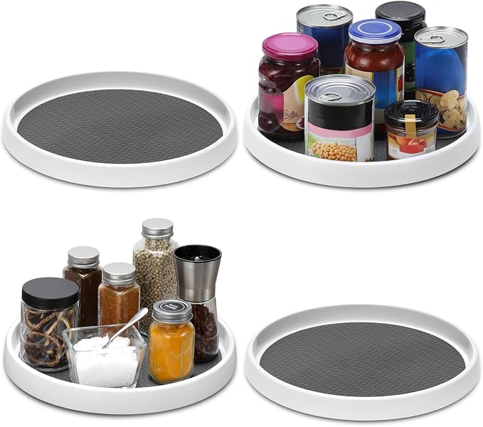 2 Pack, 12-Inch Non-Skid Lazy Susan Organizers - Turntable Rack for Pantry Organization and Storage, Kitchen, Fridge, Cabinets, Bathroom Makeup Vanity Countertop, Under Sink Organizing, Spice Rack - Image 8