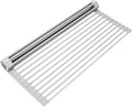 20.5 x 15.5 Inch Roll-Up Dish Drying Rack, Fits Across Sink Openings up to 19.5 Inches, Heavy-Duty Premium Silicone, Strong Support, Non-Slip, Heat-Resistant, Warm Gray by Surpahs