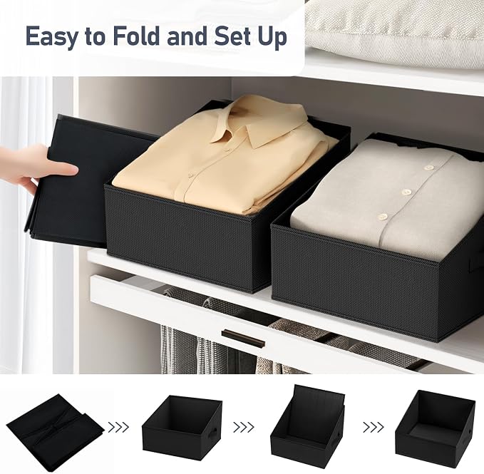 DIMJ Closet Storage Bins 10 Pack - Fabric Storage Baskets for Shelves, Collapsible Clothes Organizer with Handles, Trapezoid Shelf Organization Storage Cubes for Purse, Toys, Books, Towel, Clothes - Image 4