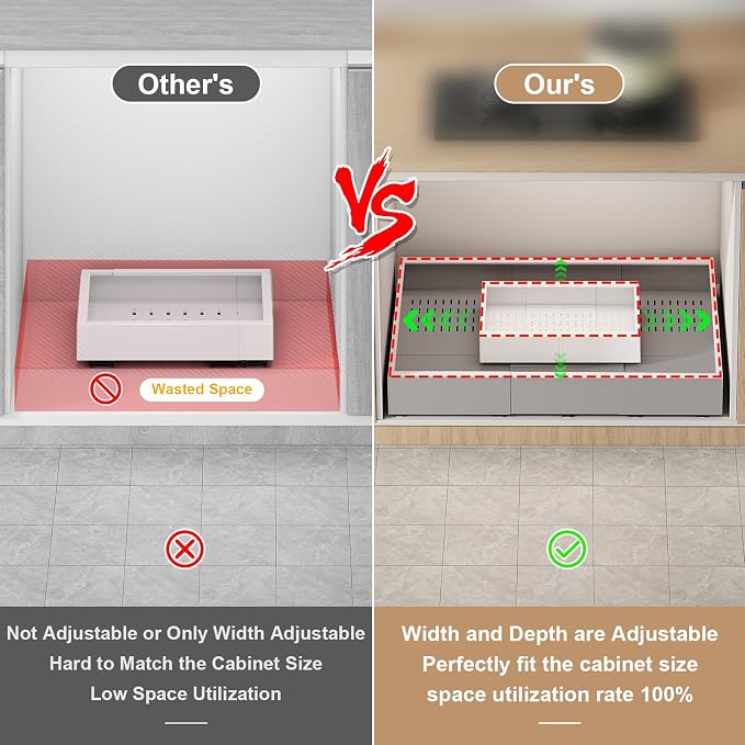 Fokyfok 2Pc Pull out Cabinet Organizer,11"-18"W,10"-13"D,Expandable | No Drill,Adjustable,Roll out Drawers,Adhesive Sliding Drawers,Slide out Shelves for Cabinets Without Lip,Kitchen,Pantry,White - Image 3