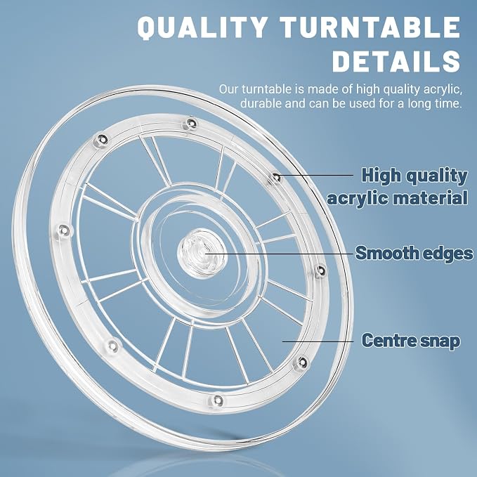9 Inch Plastic Lazy Susan Turntable, 360° Clear Turntable Organizer, Transparent Ball Bearing Rotating Swivel Spinning Tray Plate for Refrigerator Table Spice Cake - Image 3