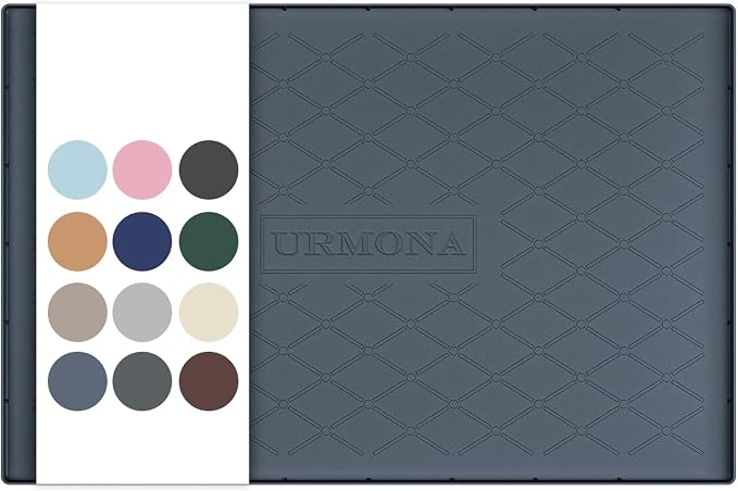 URMONA 34" x 19" Waterproof Silicone Mat in Multiple Sizes & Colors, Under Sink Mat for Kitchen & Bathroom, Pet Food Pad for Dogs & Cats, Kitchen Cabinet Liner, Multi-Purpose for Storage(Dark Grey) by URMONA