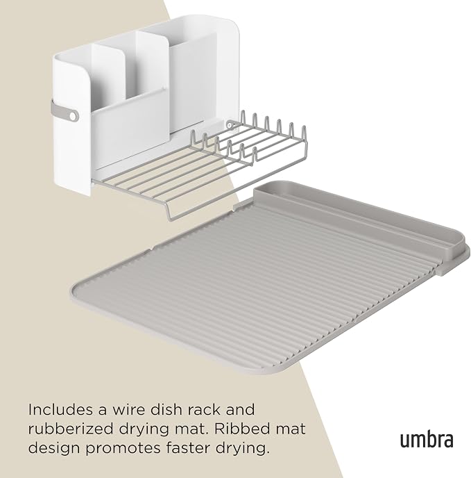 Umbra Sling Dish Drying Rack, Space Saving Foldable Storage, White - Image 5