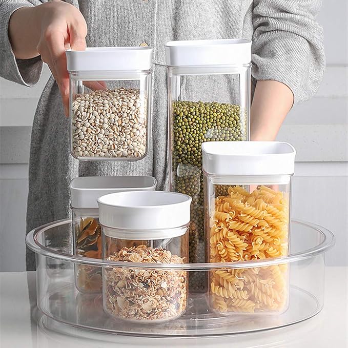 SANNO Lazy Susan Spinning Organizer with Dividers - Food Safe Turntable Spice Rack for Kitchen Cabinet, Pantry, Refrigerator & Countertop - Image 6