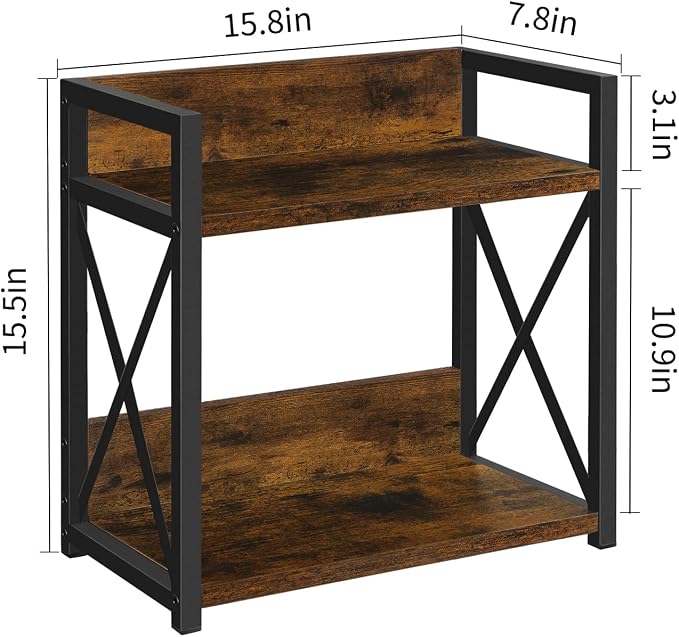 YINMIT Countertop Shelf Organizer,Coffee Bar Accessories,Spice Rack,Coffee Counter Shelf,2 Tier Coffee Organizer Station for Mugs,Cups,Cream,Syrup(Rustic Brown,Large) - Image 3