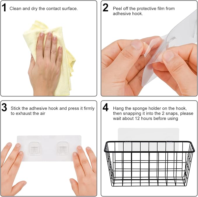 Toplife Adhesive Hanging Wall Baskets,Kitchen Cabinet Door Organizer 2 Pack | No Drilling,Over the Cabinet Cupboard Door,Bathroom, Kitchen Storage,Pantry Organization,Space-Saving - Image 5