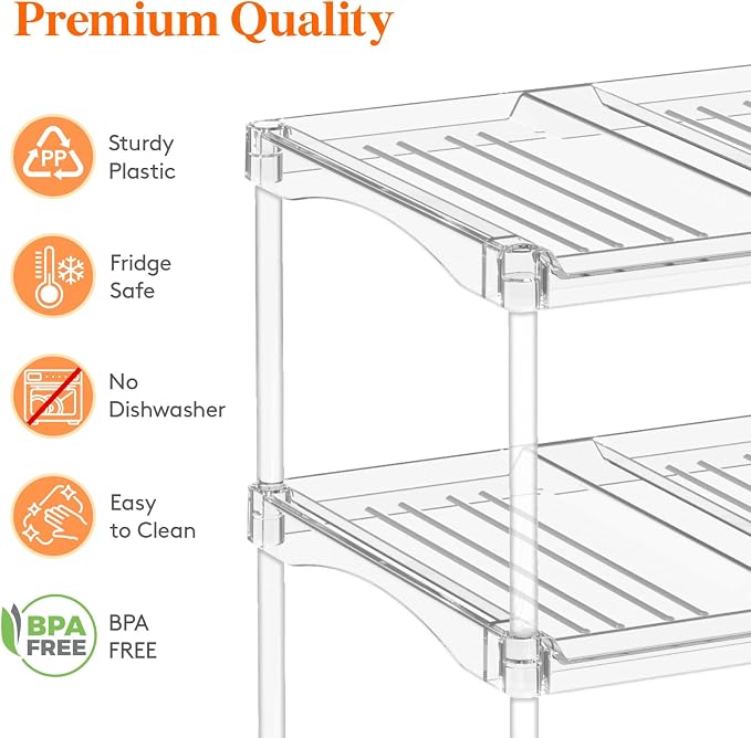 Lifewit Stackable Bottle Storage Organizer, Clear Freestanding Wine Holder for Cabinet, Large Slot Water Bottle Tumbler Cup Organizer for Pantry, Plastic Wine Rack for Fridge Cellar, 3Tier Hold 9 - Image 6
