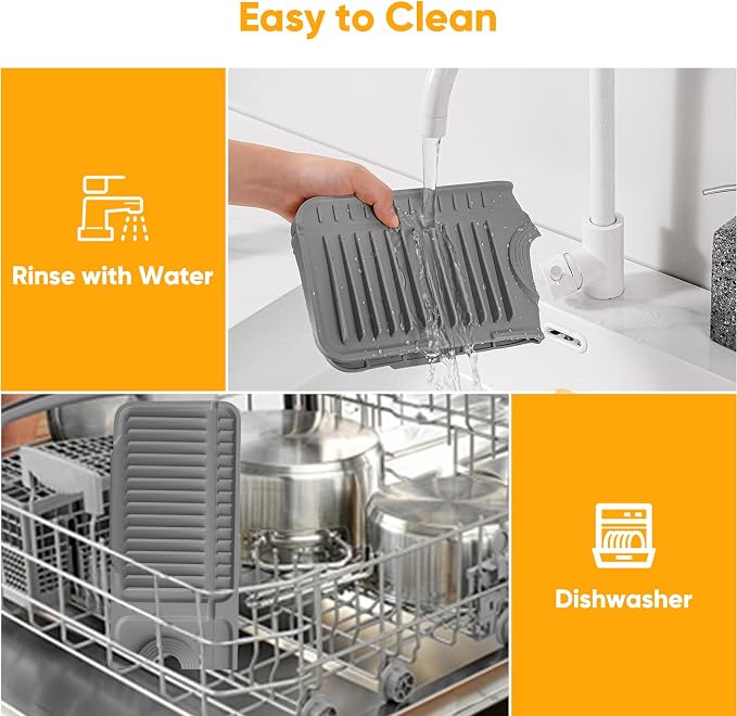 17.7'' Faucet Mat for Kitchen Sink Splash Guard[7° Slope Fast Self-draining][Snap Lock Fit] Folding Kitchen Sink Faucet Mat Splash Guard Kitchen Sink Area Water Splash Guard Behind Faucet Draining Mat - Image 9