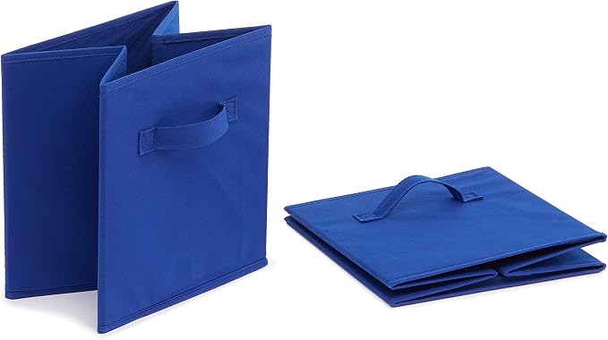 Amazon Basics Collapsible Fabric Storage Bins with Handles, Cube Organizer for Home Organization, 10.5"x10.5"x11", Navy, 6 Count (Pack of 5) - Image 7