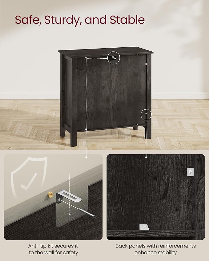 VASAGLE Buffet Cabinet, Coffee Bar with a Drawer, Adjustable Shelf | Sideboard Storage with Cable Hole, Drawer Divider, Antique Charcoal, LIRY Collection UBBK341B02 - Image 6