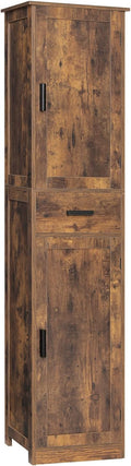 usikey 67'' Tall Storage Cabinet with Adjustable Shelves & 2 Doors, Bathroom Cabinet with 1 Drawer, Narrow Tall Cabinets for Living Room, Home Office, Rustic Brown by USIKEY