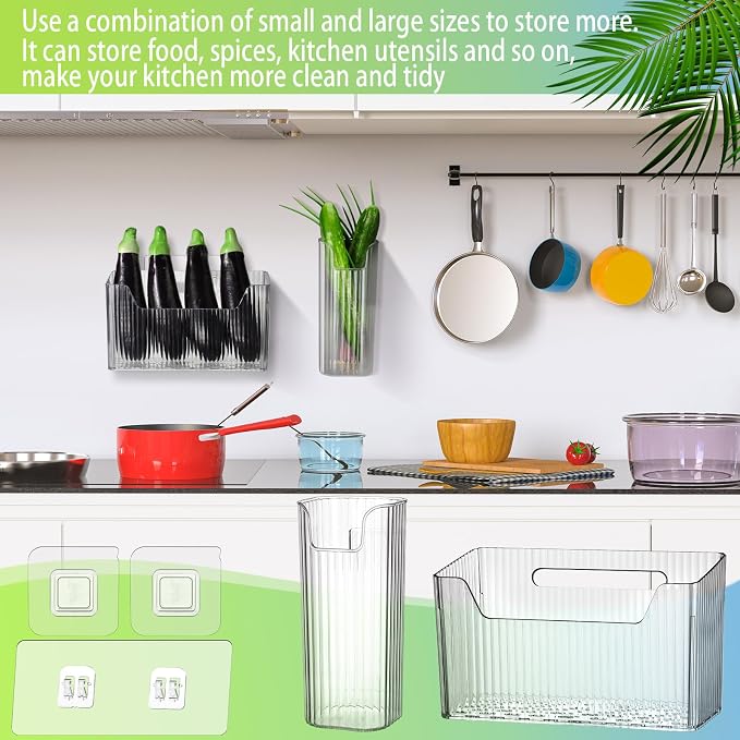 SiliFine 8 Pcs Cabinet Door Organizer Bin Wall Mount Organizer,3.35'',White - Image 4