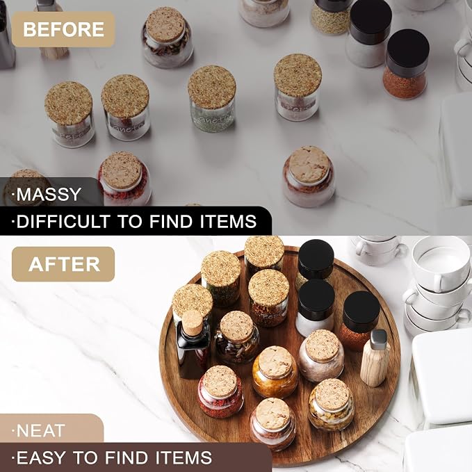 VERTORGAN Lazy Susan Bamboo Organizer for Kitchen,Cabinet(Large) | 360 Rotating Turntable,Spice Rack,Serving Tray,Pantry Vanity Organizer,Countertop Space-Saver - Image 5