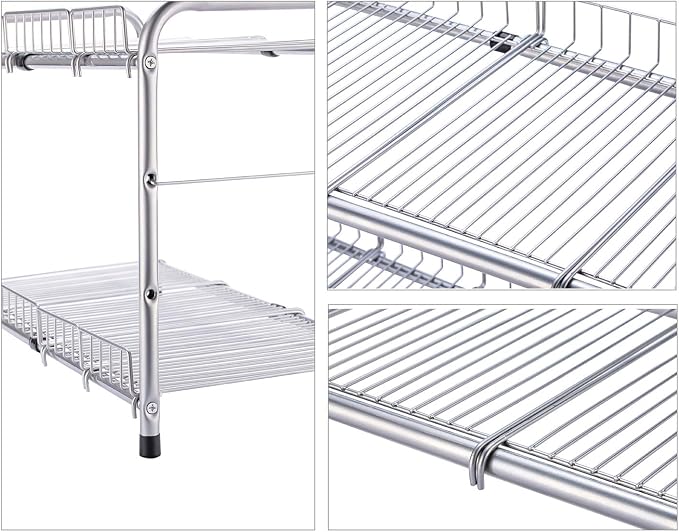 FlagShip 2 Tier Under Sink Organizers and Storage Rack Expandable Cabinet Shelf for Kitchen Bathroom Silver (17-25 inches) - Image 4