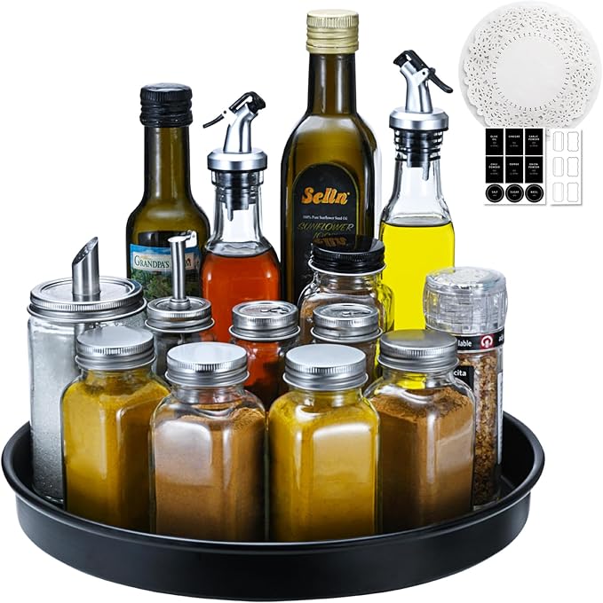 Amolliar Lazy Susan Organizer, 10" Metal Rotating Turntable Organizer Black | Lazy Susan for Cabinet Fridge, Pantry Organizer, Spice Rack Condiment Organizer for Kitchen, Countertop Bathroom Vanity Tray - Image 7