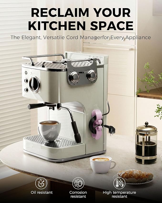 6PCS Cord Organizer for Appliances, Upgraded Kitchen Appliance Cord Organizer Stick On Appliance Wire Organizer Wire Holder for Kitchen Appliances Mixers, Coffee Maker, Pressure Cooker & Microwaves - Image 6