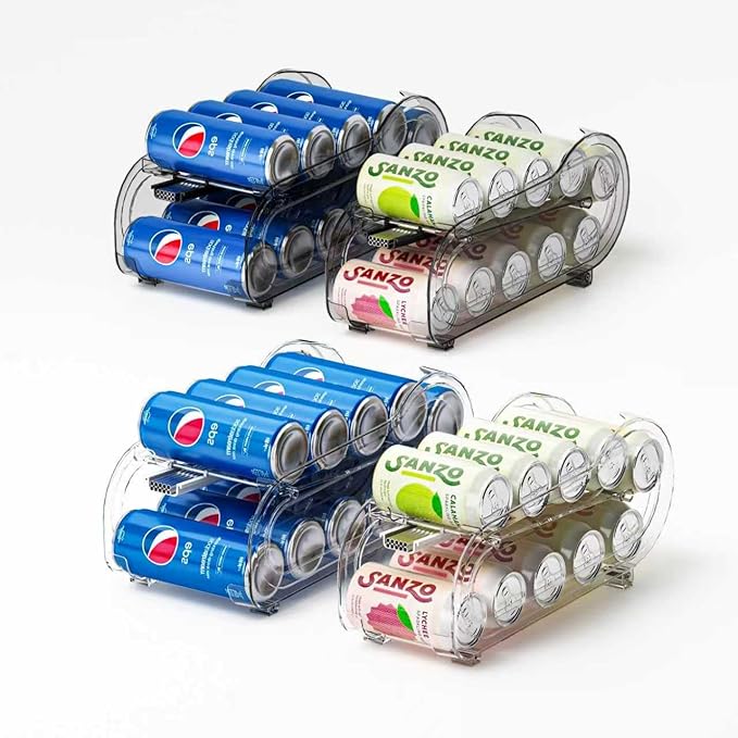 Drink Organizer for Fridge, Soda Can Organizer Dispenser for Refrigerator with Automatic Rolling,Organize Standard Size 11.15oz or 12oz Cans Drink,Save space for Fridge、Kitchen、countertop （4 pack） by GoldOath
