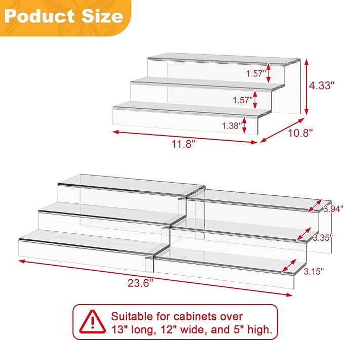 Expandable Clear Acrylic Can Organizer for Pantry, 3-Tier, Holds 24 Cans | Adjustable Can Storage Holder, Soda Can Dispenser Shelf, Canned Goods Display for Cabinets & Countertops (Patent Pending) - Image 6