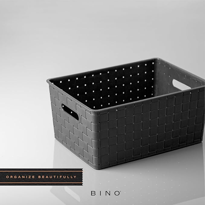 BINO | Plastic Storage Baskets Large - Black | THE STABLE COLLECTION | Multi-Use Storage | Rectangular Cabinet Organizer | Baskets For Organizing with Handles | Home Office Organization and Storage - Image 5