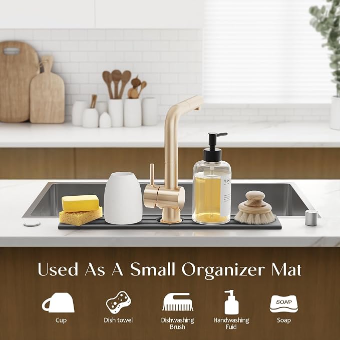 Kitchen Faucet Absorbent Mat - Diatomaceous Earth Splash Guard for Sink Faucet, Aesthetic Water Absorbing Stone Tray in The Modern Home [Grey, 23.6" x 3.9"] - Image 5