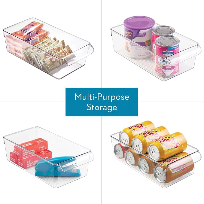 iDesign Fridge Storage Bin with Handle, Set of 4, Clear | Fridge Tray for Meats and Cheeses - Image 5