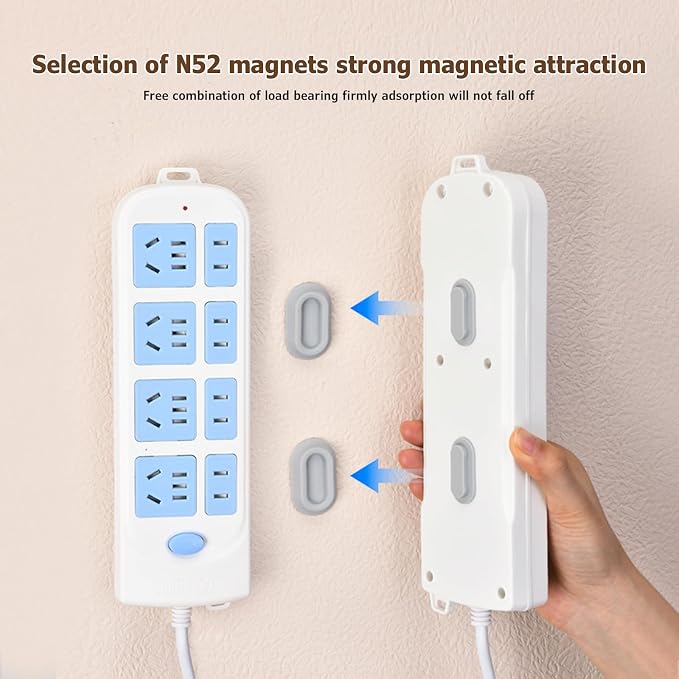 XYOFUN Magnetic Remote Control Holder Wall Mount - 6 Pcs White & Black | No Drill Self-Adhesive Organizer, For Air Conditioner & TV Remotes, Storage Caddy for Televisions Backside - Image 4