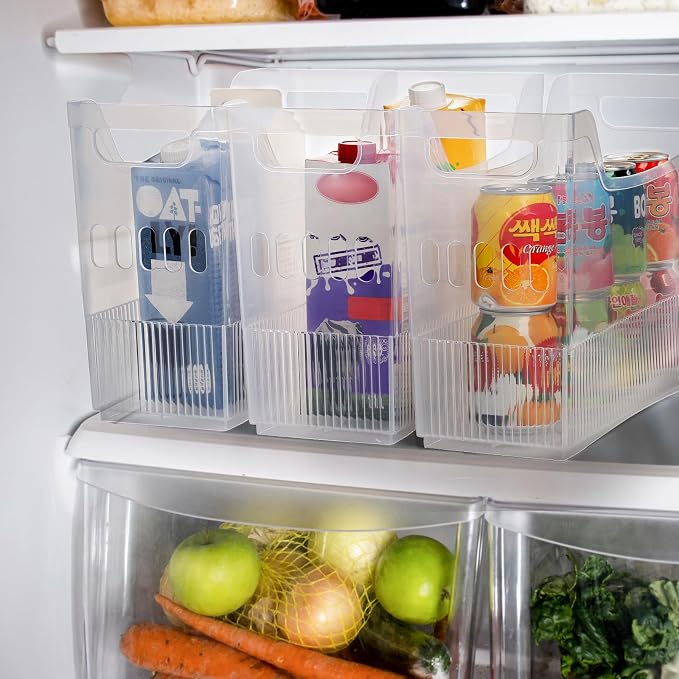 Peohud 3 Pack Freezer Organizer Bins with Wheels, Clear Plastic Pantry Storage Organizer with Handle, Tall Narrow Kitchen Organization Rolling Bins for Fridge, Cabinet, Bathroom, Under Sink, Office - Image 8