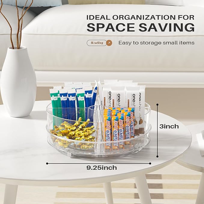 Lazy Susan Organizer, 9 inch Rotating Storage Organizer with Removable Bins | 360 Degree Rotating Storage Organizer with 4 Removable-Bins,Turntable Organizer for Fridge, Kitchen, Vanity, Cabinet - Image 7