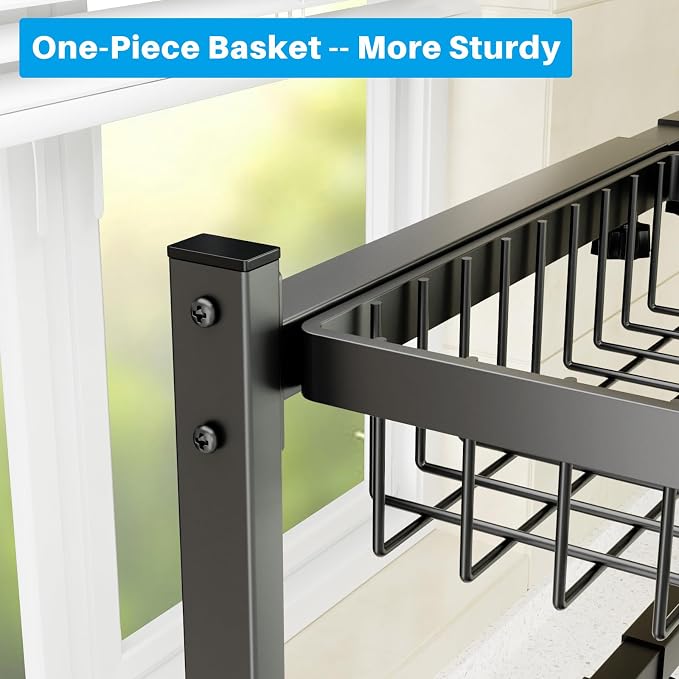 SNSLXH 4 Baskets 2-Tier Over The Sink Dish Drying Rack, 26.57"-35" | Large Dish Drying Rack for Kitchen, Extensible and Adjustable, Saving Kitchen Space - Image 3