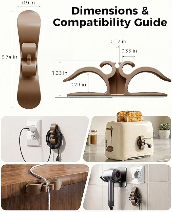 Cord Organizer for Appliances, 6 Pack Appliance Cord Organizer Stick On, Soft Rubber Appliance Cord Wrap with Strong Adhesive, Cord Holder for Kitchen Appliances, Perfect for Coffee Maker Air Fryer - Image 7