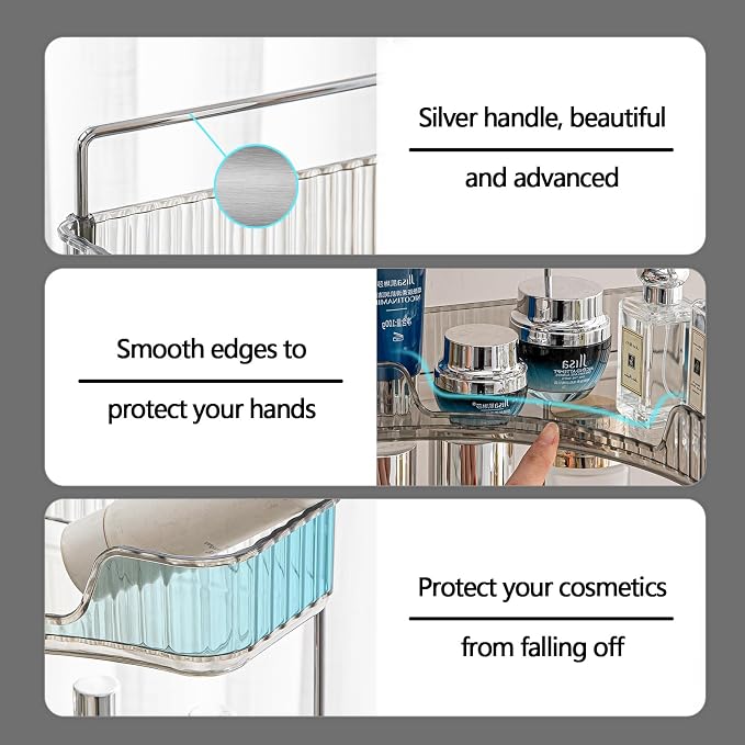3-Tier Corner Bathroom Counter Organizer – Classic Storage Shelf for Makeup, Perfume & Toiletries, Space-Saving Countertop Tray Fits Bathroom, Dresser, Kitchen (Slate Gray) - Image 2