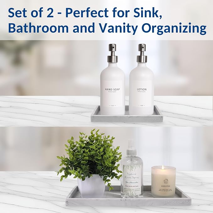 Countertop & Vanity Silicone Tray – 2 PC (11.7" & 7.7") Set | Bathroom Tray & Kitchen Soap Tray Set, Bathroom Counter Tray, Kitchen Sink Dish Soap Tray for Countertop Organization - Image 4