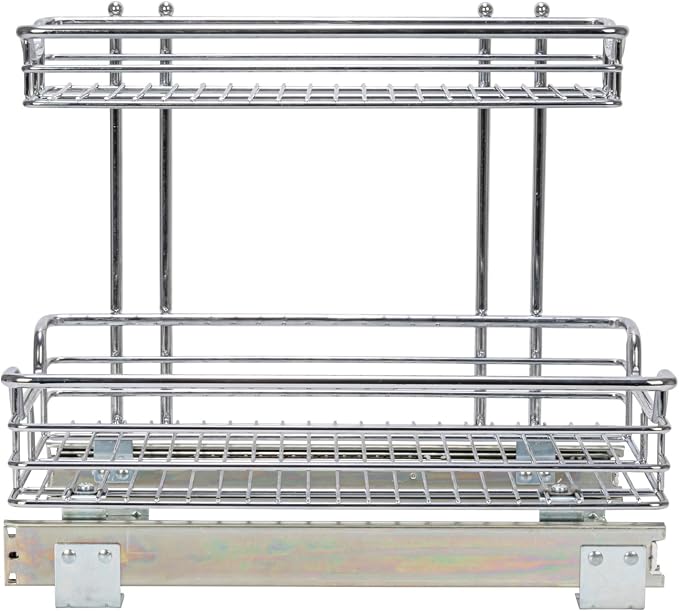 Household Essentials Glidez 2‑Tier Multipurpose Chrome‑Plated Steel Pull‑Out/Slide‑Out Under Sink Organizer, Chrome Finish - Image 11