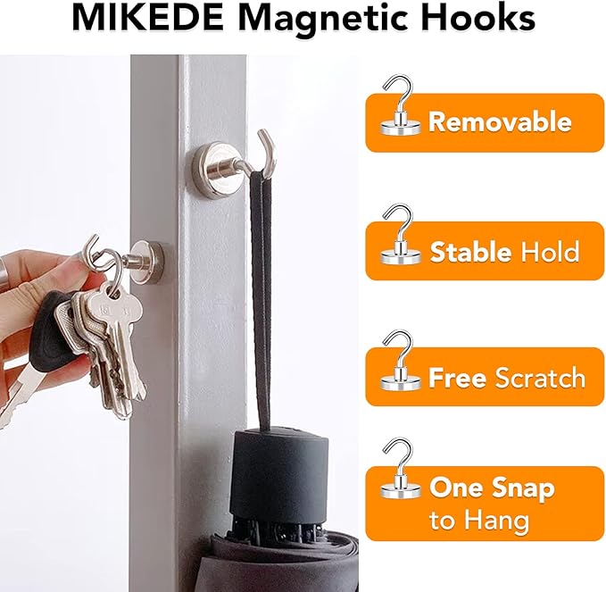 Magnetic Hooks 85Lbs Heavy Duty Magnets with Hook for Cruise Cabin | Strong Magnet Hooks for Hanging Super Metal Magnetic Hanger for Grill Fridge Kitchen Pack of 8 - Image 2