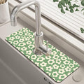 Vintage Groovy Flowers Sink Faucet Absorbing Mat Splash Guard Behind Sink Absorbent Fast Drying Draining Mat for Bathroom Kitchen 5.5"15 by Unknown