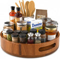 Wooden Lazy Susan – 12 in Acacia Wood Turntable Organizer for Cabinet，Multi-Purpose Home Decor Rotating Tray for Bathroom Accessories, Bedroom Makeup Organizer & Countertop Storage by MinBoo