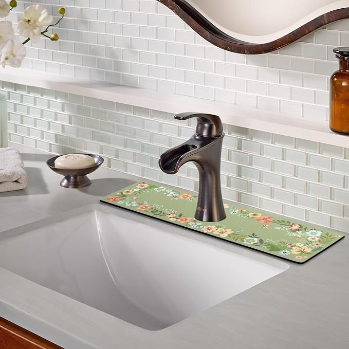 Sink Faucet Absorbing Mat, 2 Pack Drying Mat Around Faucet Sink Splash Guard Behind Faucet Sinkmat For Kitchen Bathroom Island Rv 24 * 5.5 Inch (60 * 14 cm) - Image 7