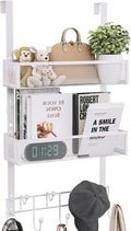 Consumest Over The Door Hooks Organizer - 3 Tier Door Hanger with 9 Coat Hooks & 2 Mesh Basket, Back Storage Organizer Hanging Towels for Bathroom, Bedroom, White by Consumest