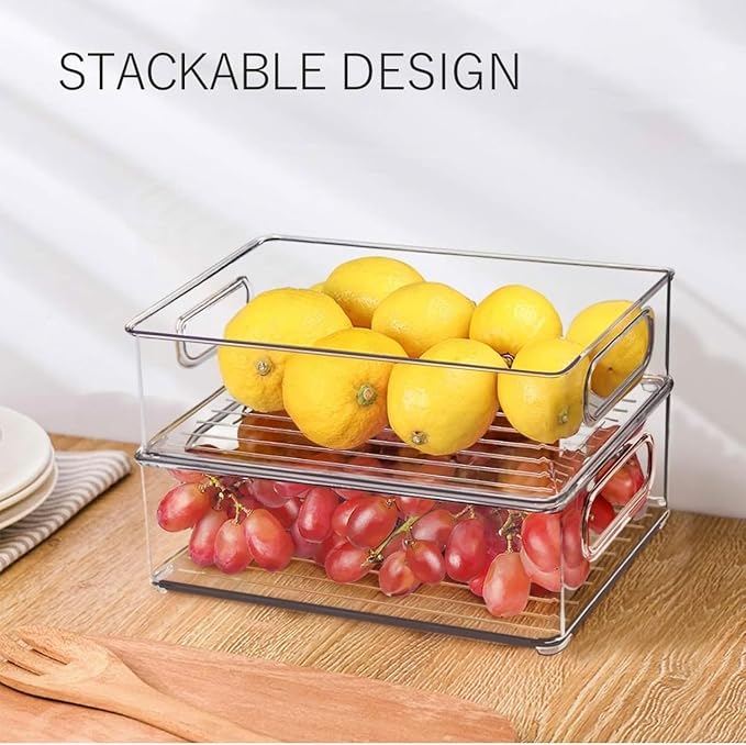 9 Pack Refrigerator Organizer Bins | 3 Sizes Clear Pantry Storage with Handles for Fridge, Freezer, Shelves, Drawer, Bins, Snack Organizer for Home & Kitchen - Image 5