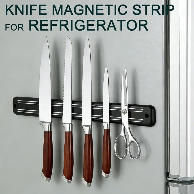 2pcs Magnetic Knife Strips,Magnetic Knife Holder for Wall/Refrigerator | Strong magnetic holder，magnetic tool organizer screws or tape installation,Saves counter space, keeps kitchen tidy - Image 6