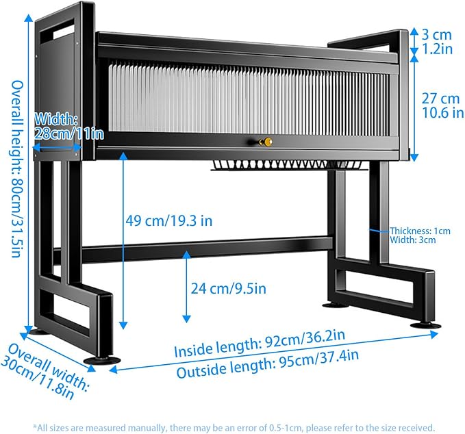 Over Sink Dish Drying Rack 2 Tier Stainless Steel Dish Drainer with Cover and Utensil Holders Large Capacity Space Saving Kitchen Organizer - Image 2
