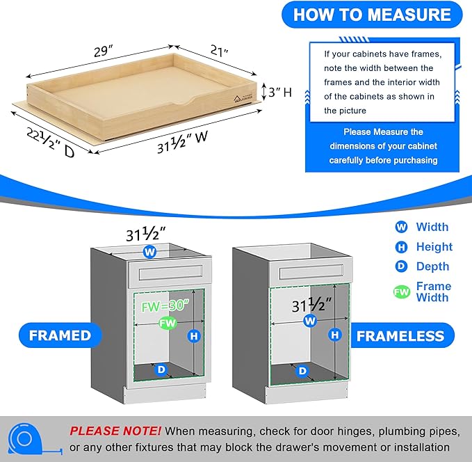 WelFurGeer Soft Close Pull Out Drawers for Cabinets, 29" W x 21" D Pull Out Cabinet Drawer with Heavy Duty Slides, Pull Out Cabinet Organizer, Cabinet Drawers Slide Out, Pull-Out Home Organizers - Image 5