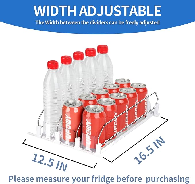 Drink Organizer for Fridge,Soda Can Organizer,Drink Dispenser for Fridge,Refrigerator Organizers and Storage Water Bottle Organizer,Holds up to 15 Cans,3 Row - Image 3
